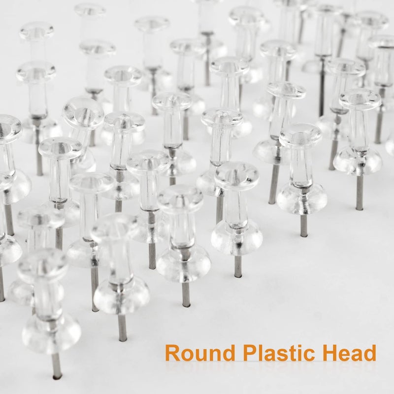 BetyBedy 400Pcs Push Pins, Clear Thumb Tacks for Bulletin Board, Stick Pins Thumb Tacks for Cork Board Wall Hangings, Office Push Pins Steel Point and Clear Plastic Head - Image 4